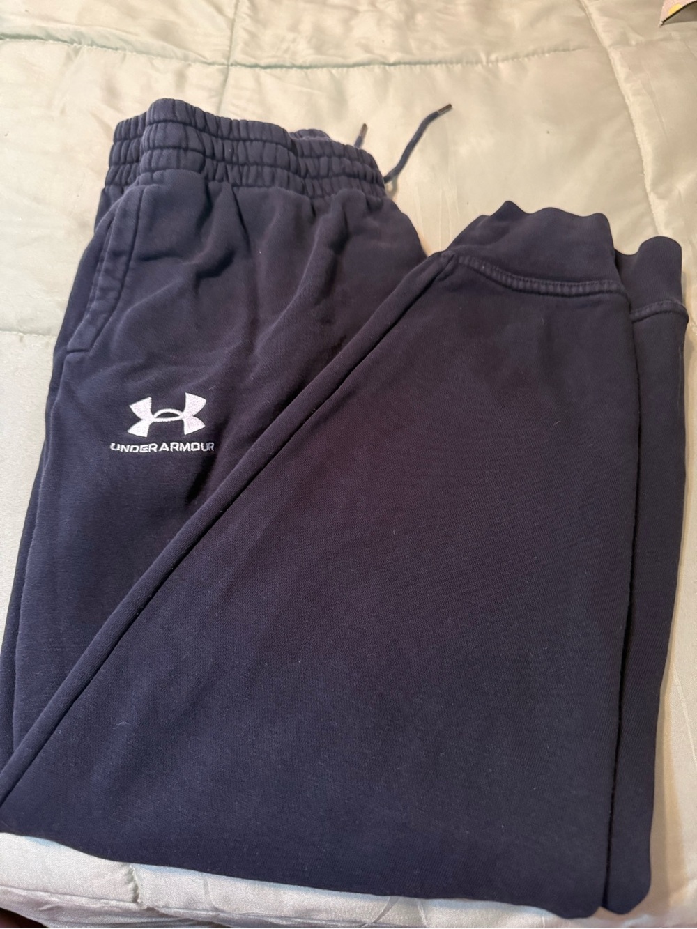 Under Armour Kids Dark Navy Joggers with White Logo
